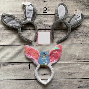 Easter Bunny Headbands, Basket Gift, Gray White Pink NEW